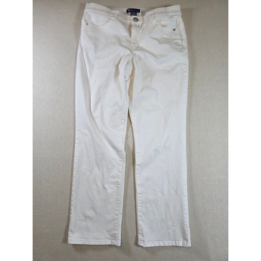Democracy Ab"solution White Straight Leg Pants Womens 16 Stretch Denim Shaping